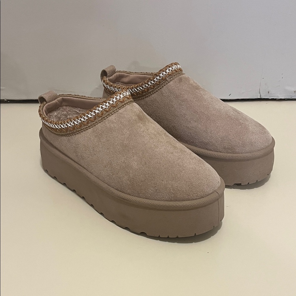 Stylish Tan Platform Mules